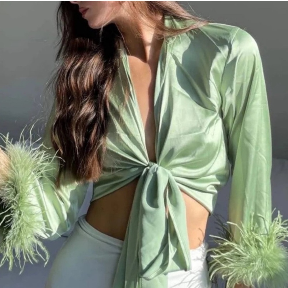 Rumored Tops - Rumours Silk feathered top